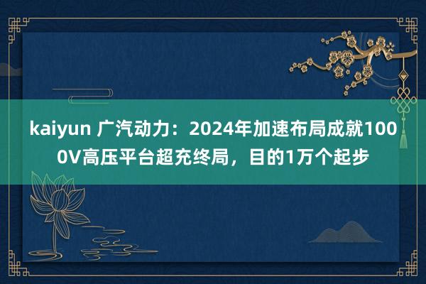 kaiyun 广汽动力：2024年加速布局成就1000V高压平台超充终局，目的1万个起步