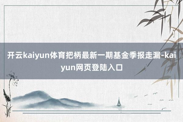 开云kaiyun体育把柄最新一期基金季报走漏-kaiyun网页登陆入口